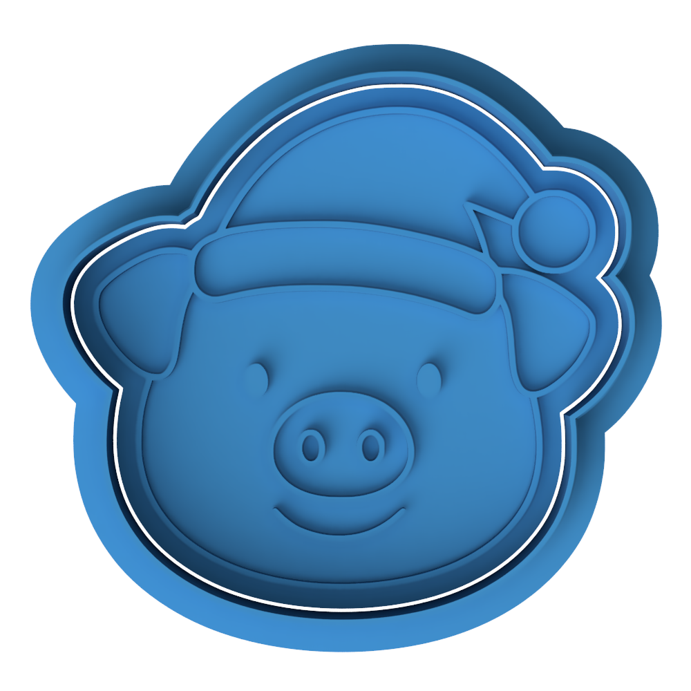 Christmas Piggy Cookie Cutter & Embosser β Cute Santa Pig Cookie Design