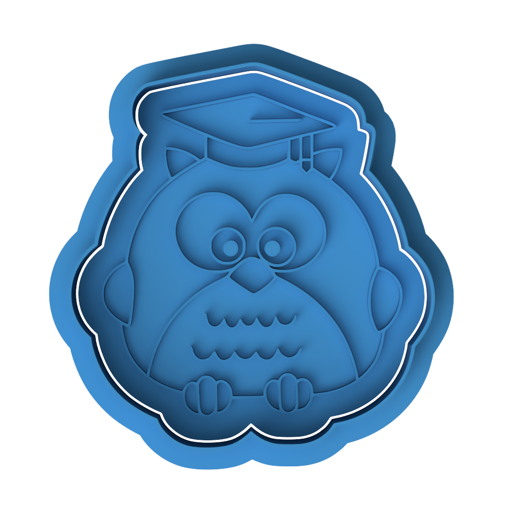 Graduation Owl Cookie Cutter and Embosser Stamp Set | Grad Cap, Wise Owl, School