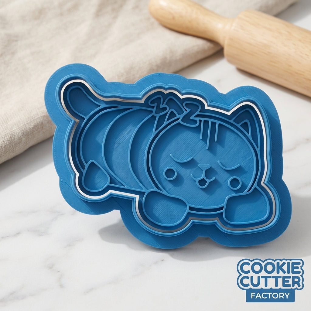 Cat Character Cookie Cutter & Embosser Stamps Set - Animated Adventure Theme kids tv movie
