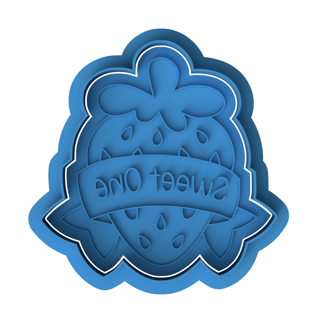 Strawberry Sweet One Cookie Cutter and Embosser Set – 1st Birthday Berry Theme Baking Tool