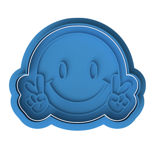 Peace Sign Smiley Face Cookie Cutter and Stamp Embosser