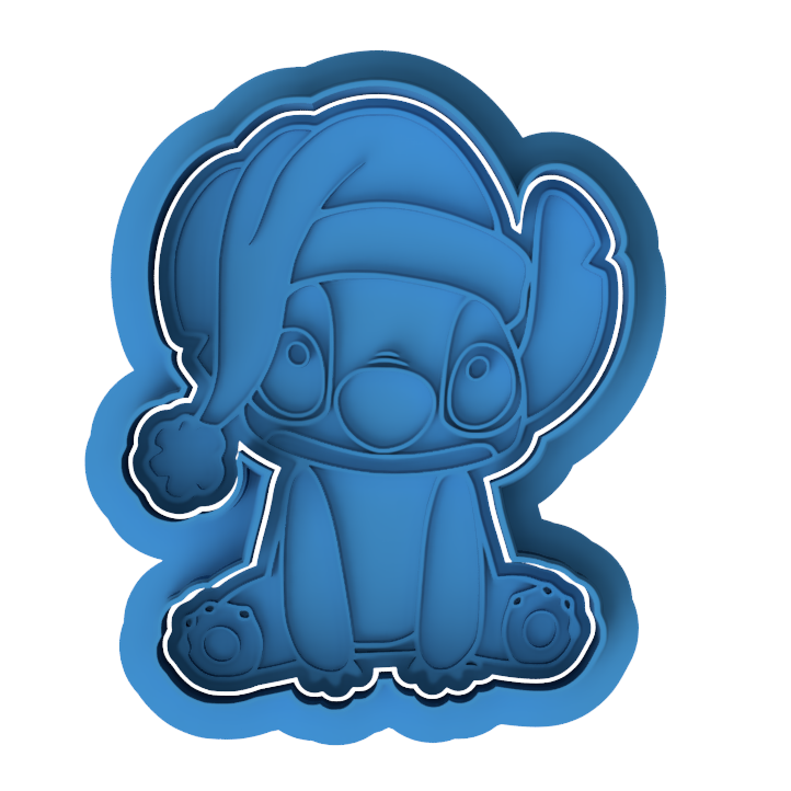 Christmas Stitch Cookie Cutter and Embosser Set | Santa Stitch Cookie Stamp | Disney Holiday Baking | Lilo and Stitch Cookie