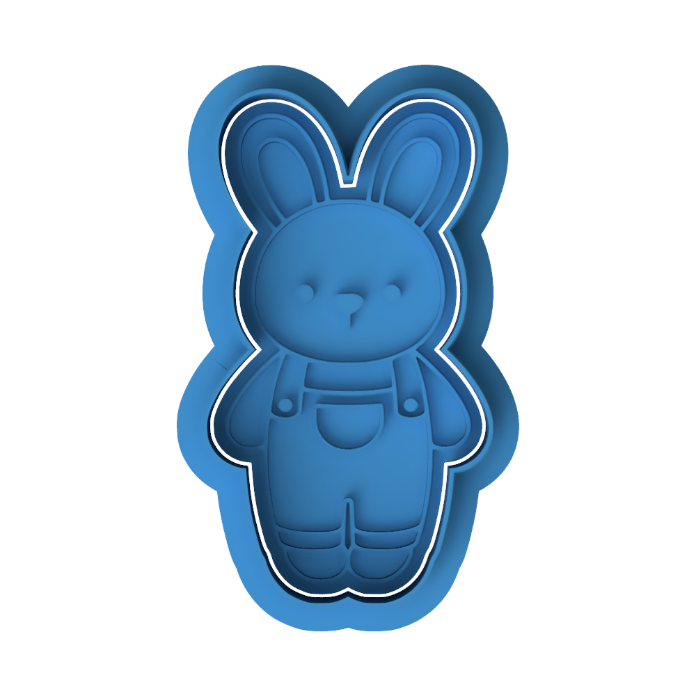 Easter Bunny in Overalls Cookie Cutter and Embosser Set – Easter Collection