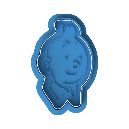 Tintin Cookie Cutter | Classic Comic Character Cookie Stamp | Birthday Cookie Embosser