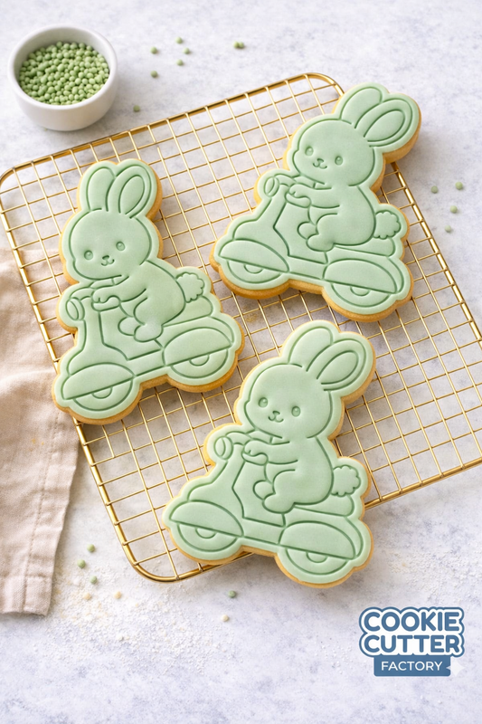Bunny on Scooter Cookie Cutter and Embosser Set – Holiday Collection