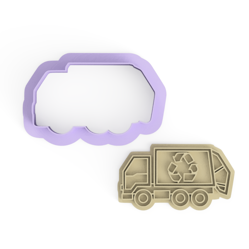 Garbage Truck Cookie Cutter & Embosser Stamps Set Transportation