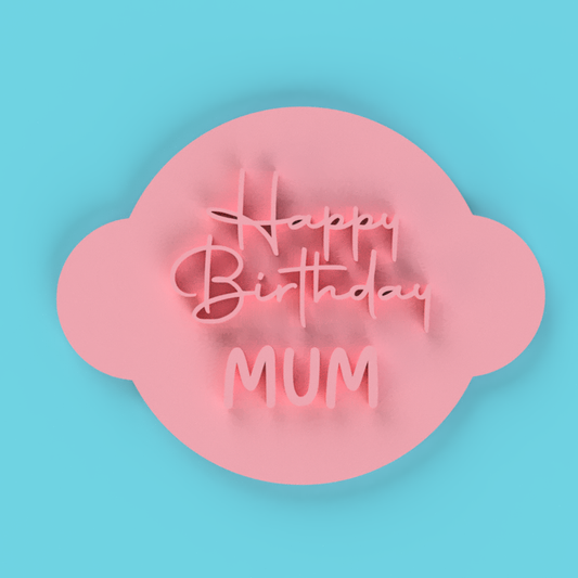 Happy Birthday Mum Stamp Cookie Cutter Wavy Circle
