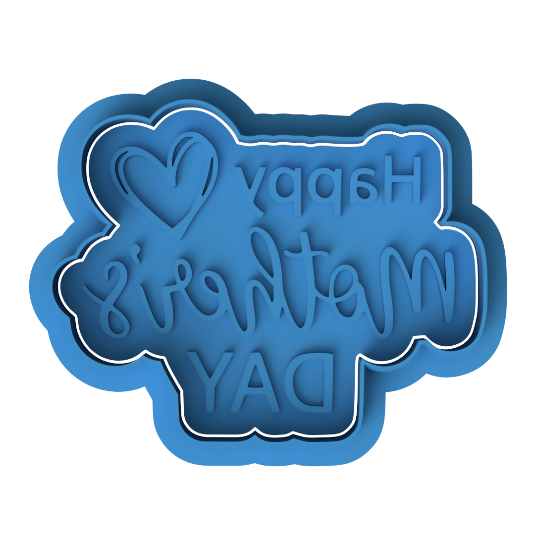 Happy Mother's Day Heart Cookie Cutter and Embosser Set – Motherhood Celebration Baking Tool