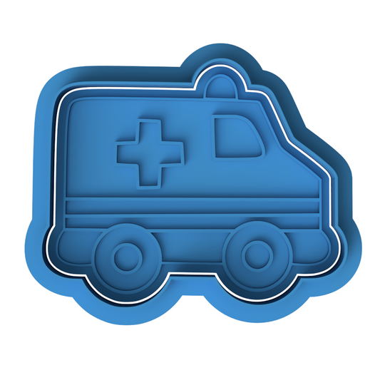 Cute Ambulance Cookie Cutter and Embosser Stamp Set | Emergency Vehicle, Medical, Doctor Theme