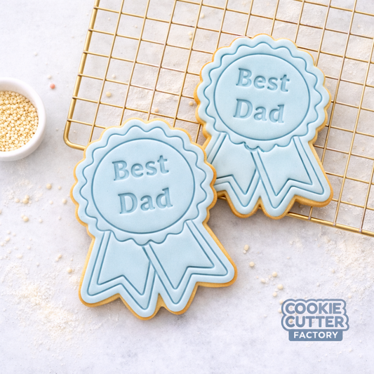Best Dad Award Ribbon Father's Day Cookie Cutter and Embosser Set