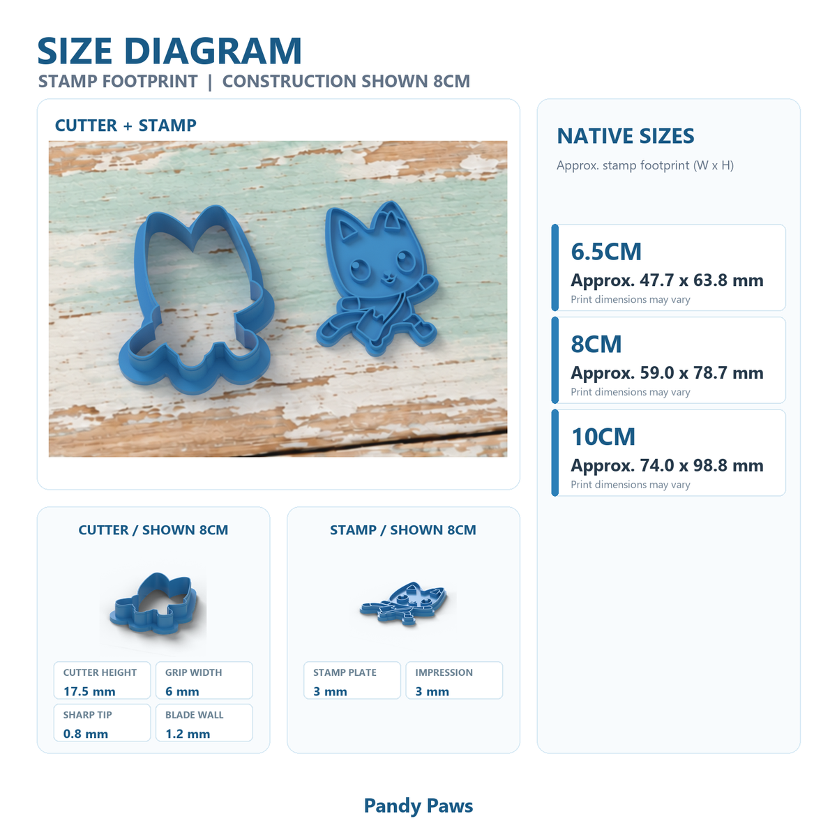 Pandy Paws cookie cutter and matching stamp design.