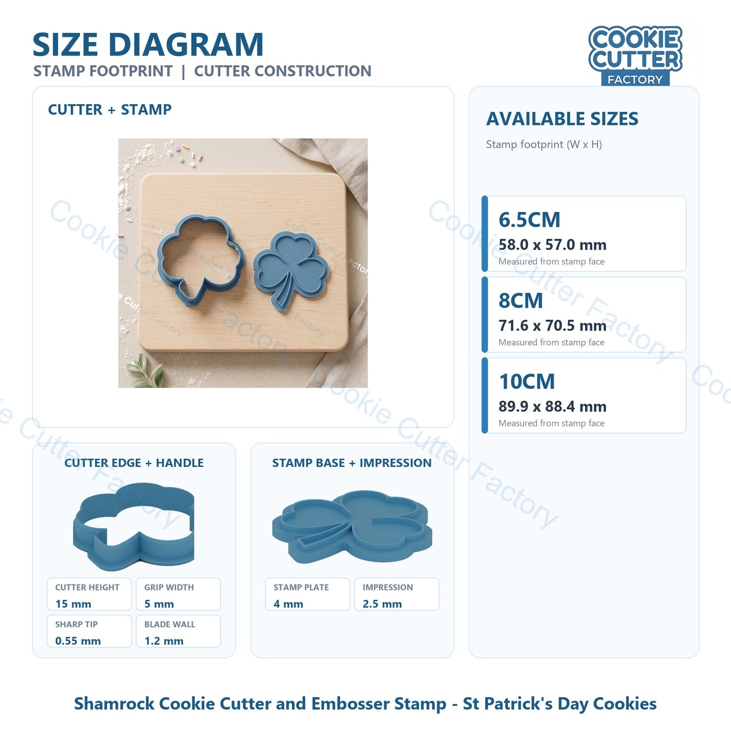 Shamrock Cookie Cutter and Embosser Stamp - St Patrick's Day Cookies