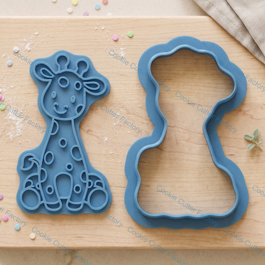 Sitting Baby Giraffe Cookie Cutter and Embosser Stamp Set