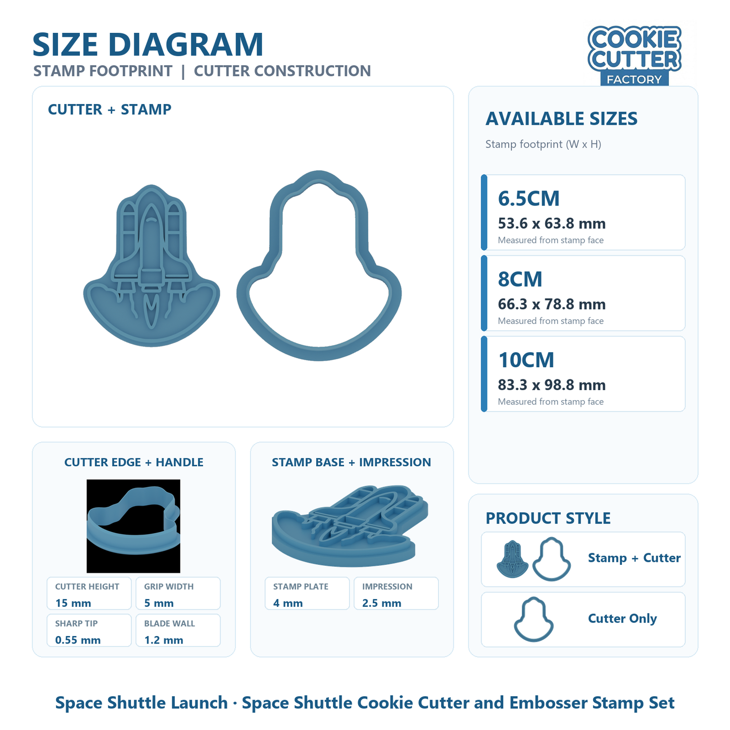 Space Shuttle Cookie Cutter and Embosser Stamp Set