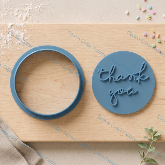 Thank You Circle Cookie Cutter and Embosser Stamp Set | Appreciation, Teacher Gift, Thank You Cookies
