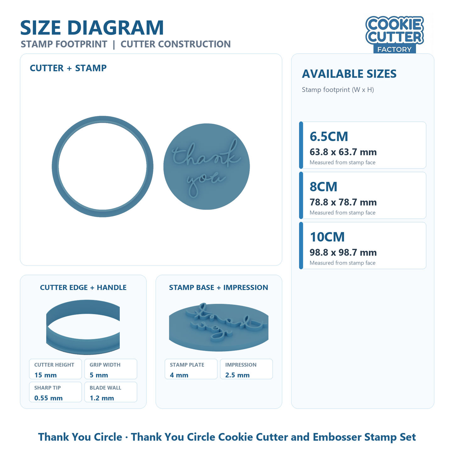 Thank You Circle Cookie Cutter and Embosser Stamp Set | Appreciation, Teacher Gift, Thank You Cookies
