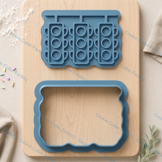 Traffic Light Cookie Cutter and Embosser Stamp Set | Construction Theme, Racing Party, Cars