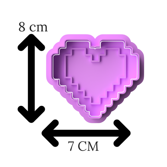 Retro Pixel Heart Cookie Cutter & Stamp