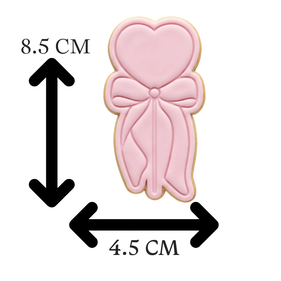 Heart Lollipop with Ribbon Bow Cookie Cutter and Embosser Stamp | Valentine's Candy, Sucker, Sweet Treat