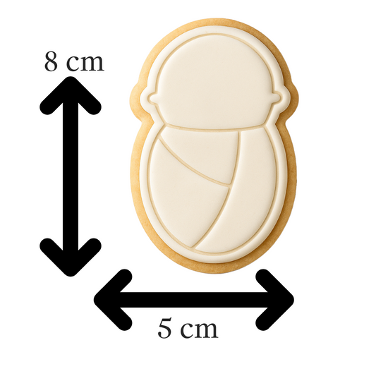 Swaddled Baby Cookie Cutter and Embosser Stamp | Newborn Bundle Cookie