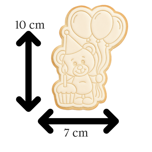 Birthday Bear Cookie Cutter & Embosser Party Celebration Biscuit Stamp