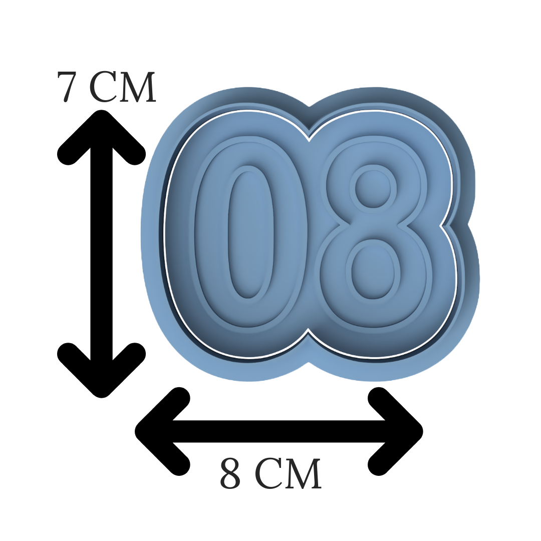 2-DIGIT Number 80 Cookie Cutter & Stamp