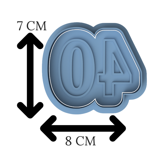 2-DIGIT Number 40 Cookie Cutter & Stamp