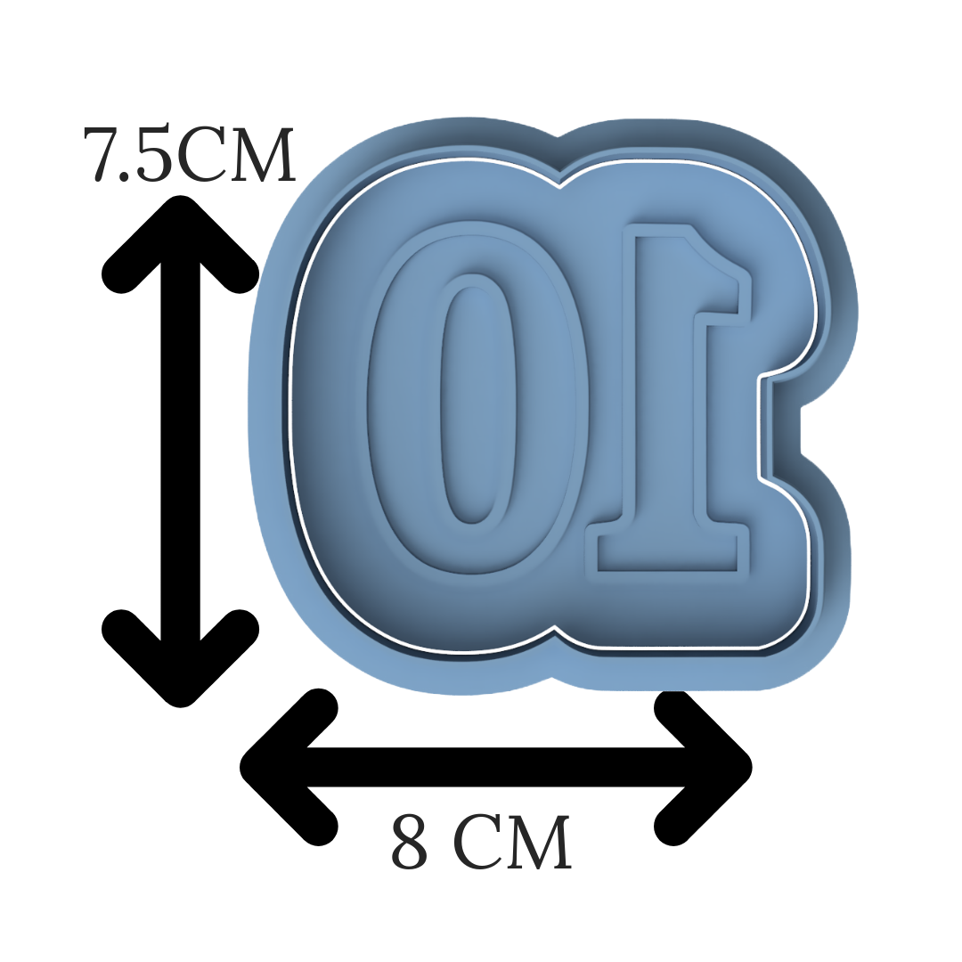 2-DIGIT Number 10 Cookie Cutter & Stamp