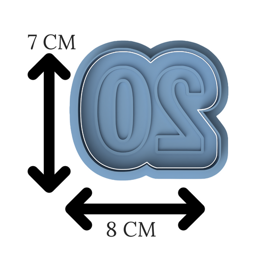 2-DIGIT Number 20 Cookie Cutter & Stamp