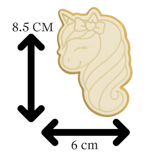 Unicorn Head with Bow Cookie Cutter & Embosser Stamp