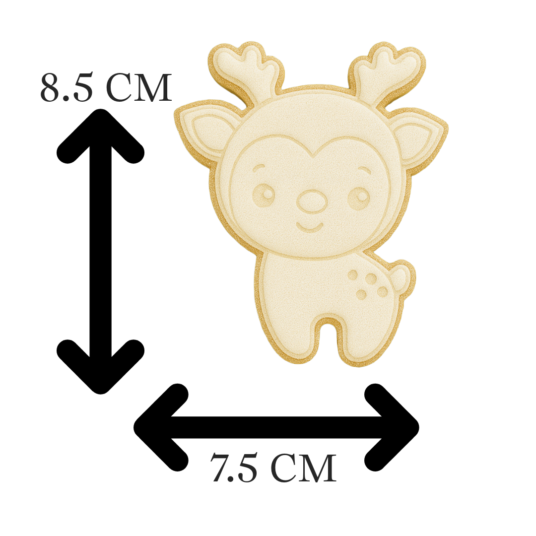 Cute Reindeer Cookie Cutter & Embosser โ Christmas Rudolph Cookie Design