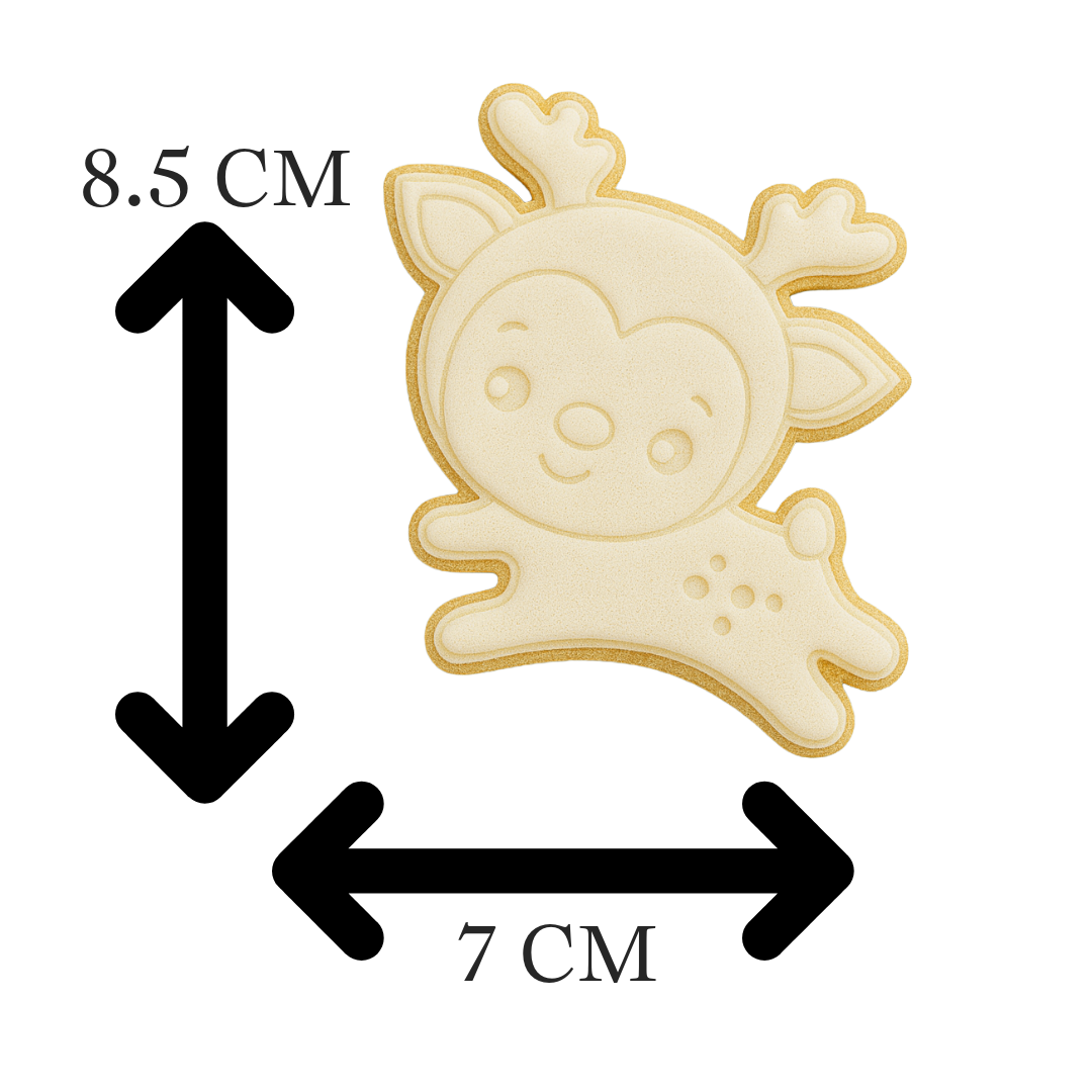 Jumping Reindeer Cookie Cutter & Embosser – Cute Christmas Rudolph Cookie Design
