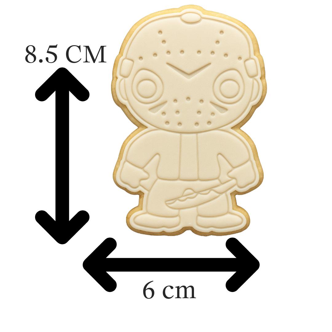 Jason Voorhees Horror Cookie Cutter with Embosser | Friday the 13th Slasher Biscuit Stamp | Halloween Villain Baking Tool