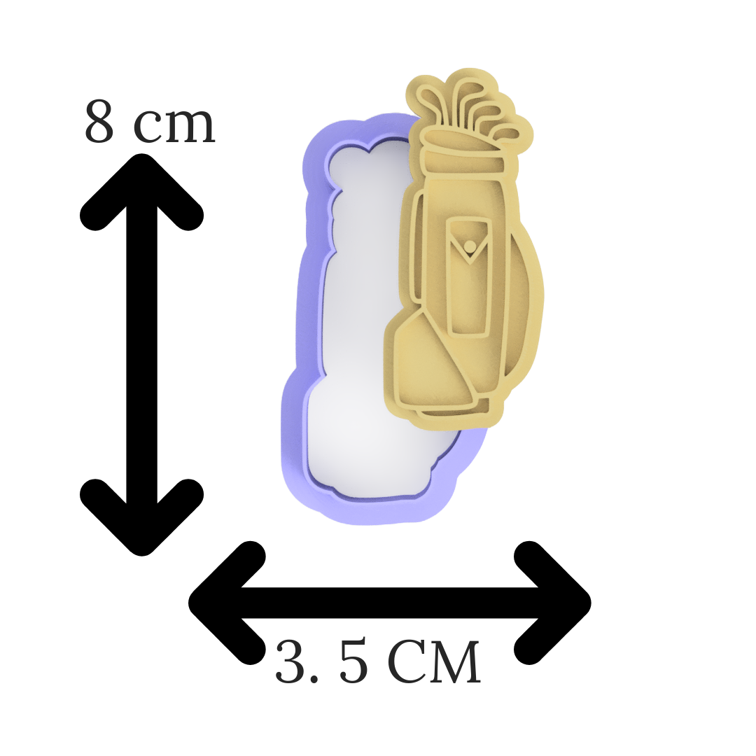 Golf Club Bag Cookie Cutter and Stamp Embosser - 8cm x 3.5cm
