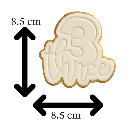 Number Three Cookie Cutter and Embosser | 3rd Birthday Cookie Stamp