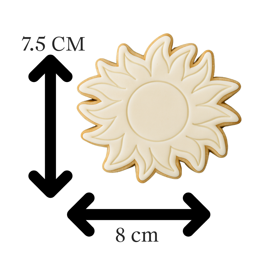 Sun Cookie Cutter & Embosser – Summer Sunshine Biscuit Stamp