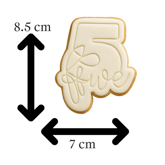 Number Five Cookie Cutter and Embosser | 5th Birthday Cookie Stamp