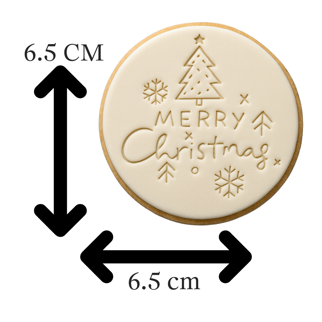 Merry Christmas Tree Cookie Embosser – Festive Holiday Design