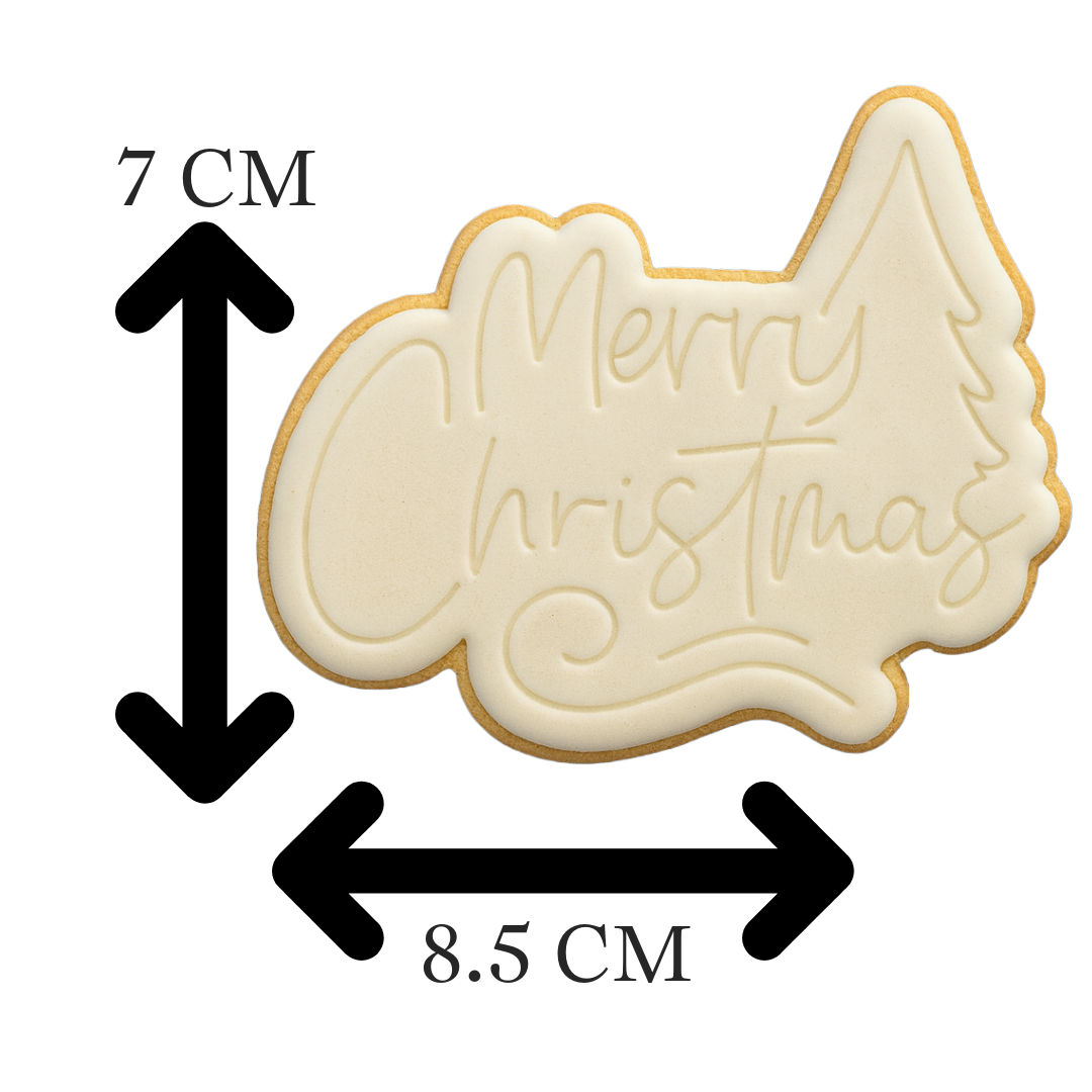 Merry Christmas with Tree Cookie Cutter & Embosser – Festive Holiday Cookie Design