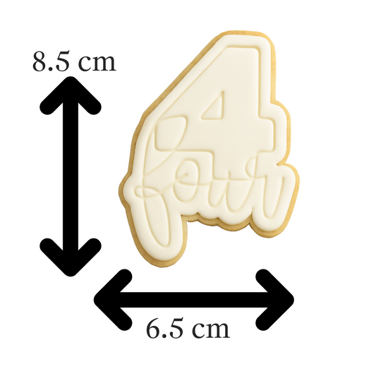 Number Four Cookie Cutter and Embosser | 4th Birthday Cookie Stamp