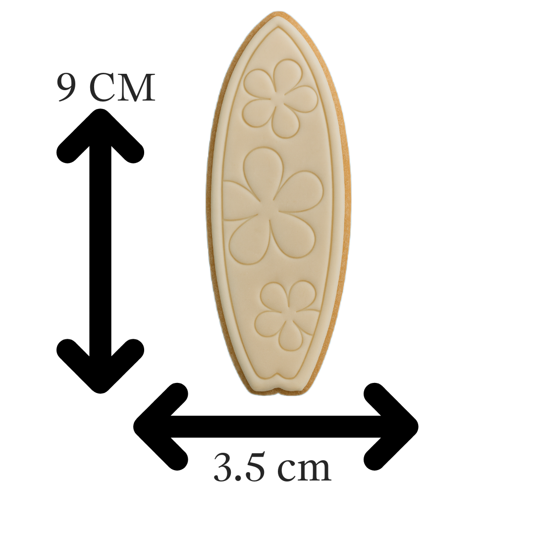 Surfboard Cookie Cutter with Embosser – Summer Beach Party Cookie Stamp