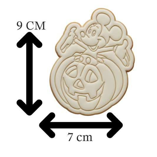 Mickey Mouse Pumpkin Halloween Cookie Cutter with Embosser | Disney Character Biscuit Stamp | Kids Spooky Baking Tool