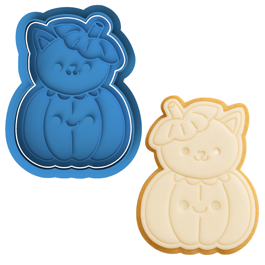 Cat in Pumpkin Cookie Cutter & Embosser Halloween Biscuit Stamp
