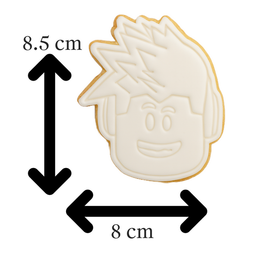 Roblox Gamer Cookie Cutter | Spiky Hair Avatar Stamp | Gaming Embosser Set