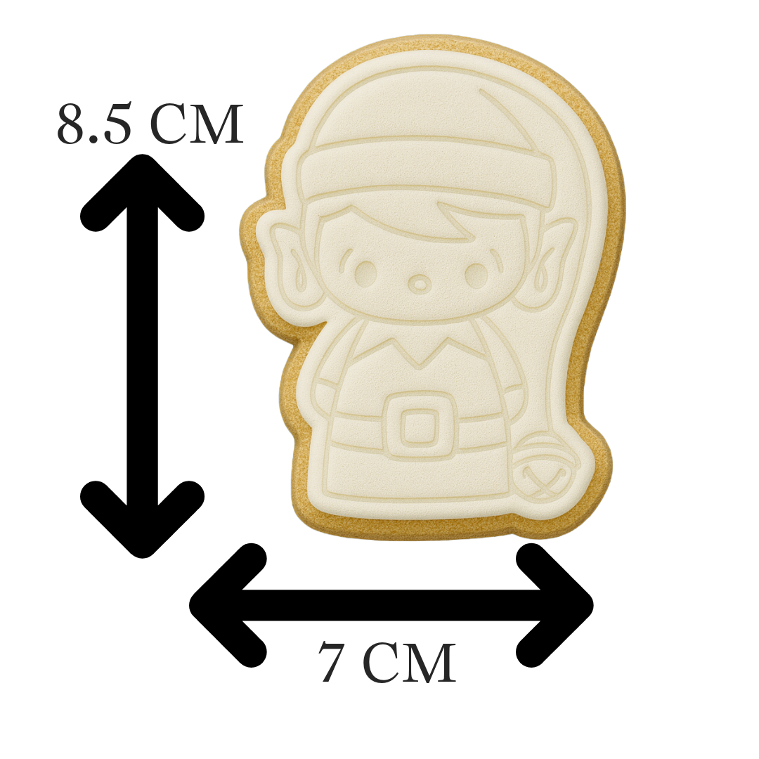 Christmas Elf Cookie Cutter & Embosser – Cute Santa’s Helper Cookie Design