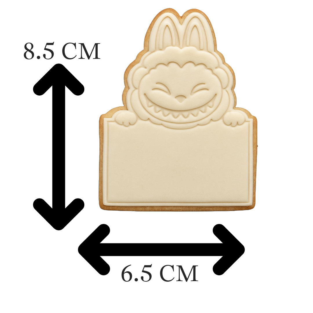 Labubu Nameplate Cookie Cutter & Embosser – Customizable Character Cookie Design
