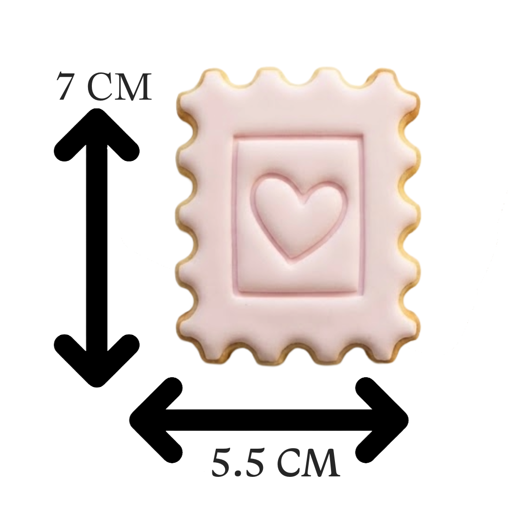 Love Heart Postage Stamp Cookie Cutter and Embosser Set | Valentine's Day, Sweet Mail, Wedding