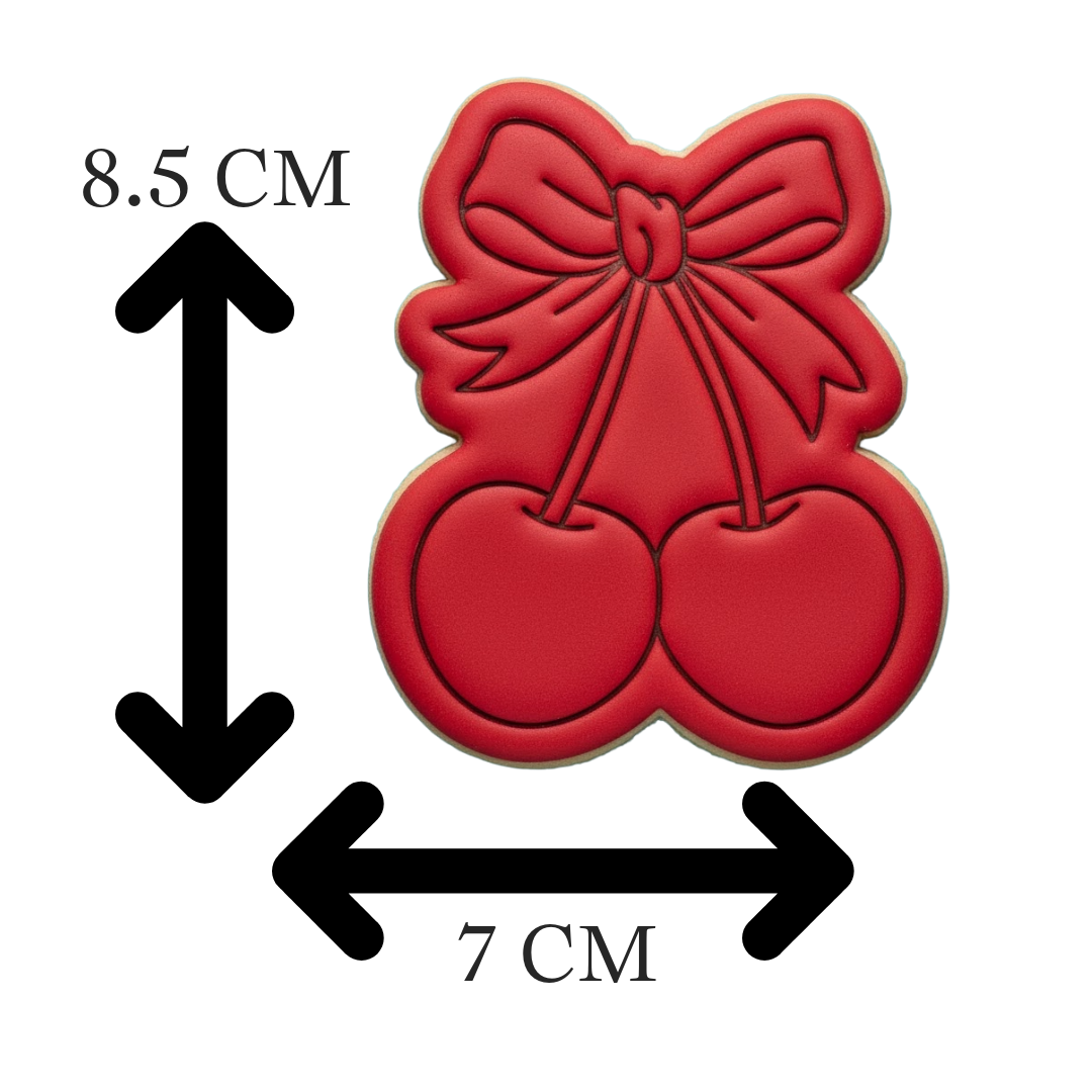 Cherry Bow Cookie Cutter and Embosser Stamp Cute Retro Fruit