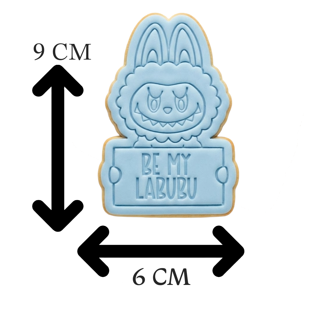 Labubu Holding Sign Cookie Cutter and Embosser Stamp | The Monsters, Art Toy, Valentine's Day