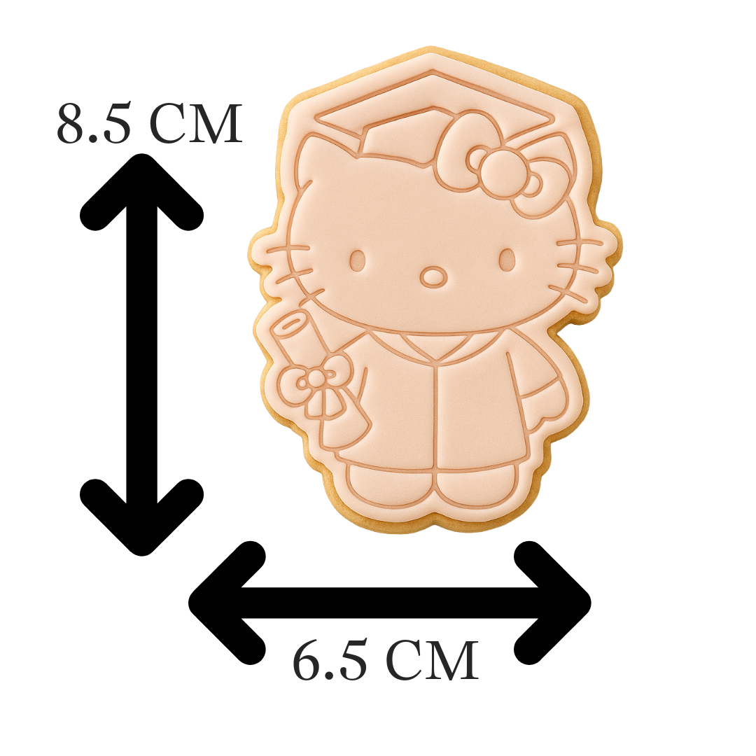 Hello Kitty Graduation Gown Cookie Cutter and Embosser Stamp Set | Sanrio, Grad Cap